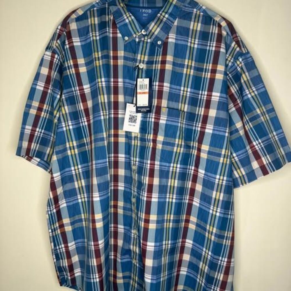 New IZOD Plaid Shirt 3XLT Big & Tall